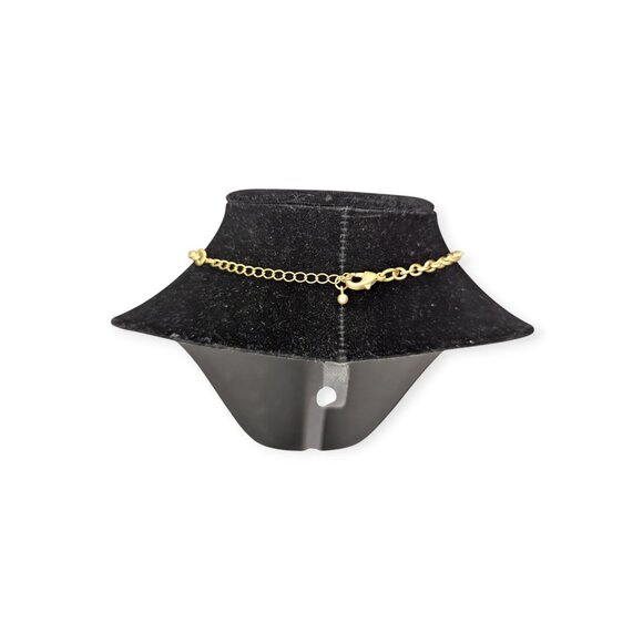 Gold Tone & Clear Rhinestone Floral Styled Necklace with Lobster Claw Clasp - Picture 7 of 11